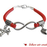 bracciale simbolo infinito wire laccio suede rosa cupido cuoricino 