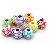 10 PERLE FORMA PALLONE COLORI MISTI