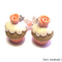 Orecchini cupcakes con rose color pesca - in fimo