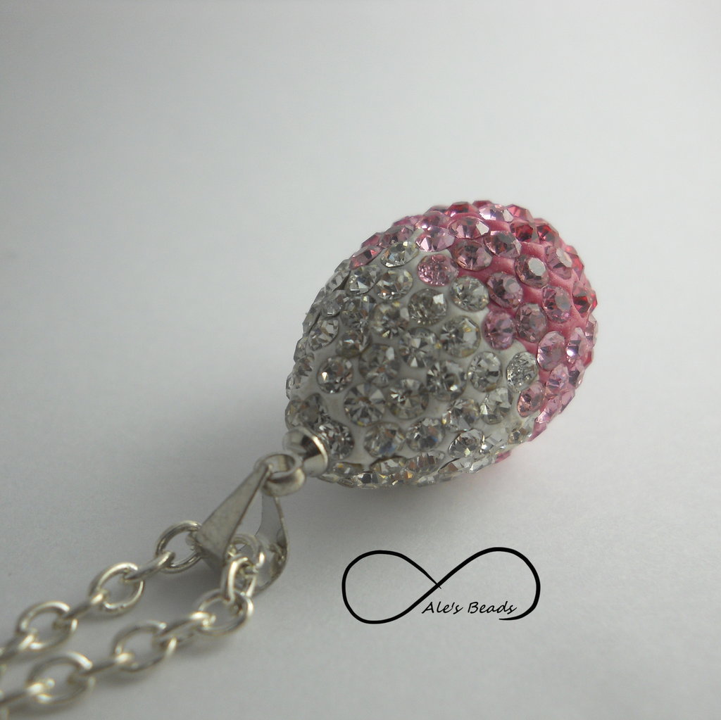 Collana - Metallo, Perle In Pasta Di Vetro & Strass, Argento, Bianco Perlato & Cristallo - Moda - Foto 8