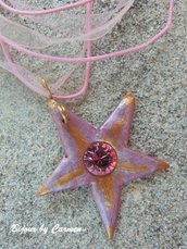 Girocollo rosa con ciondolo stella di mare