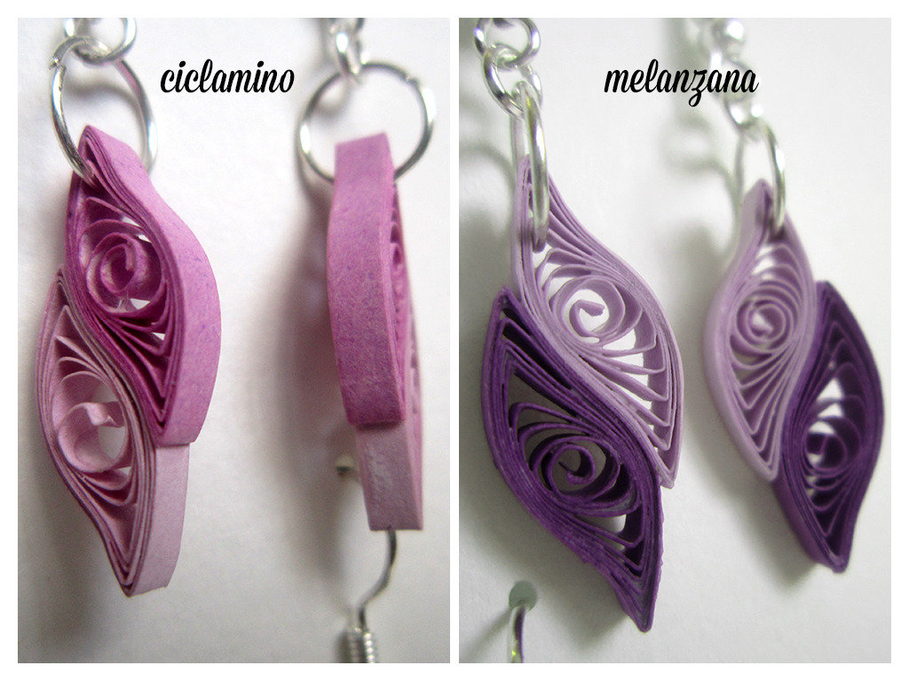 Quilling Orecchini di carta fatti a mano (mod. "fiamma") Gioiel