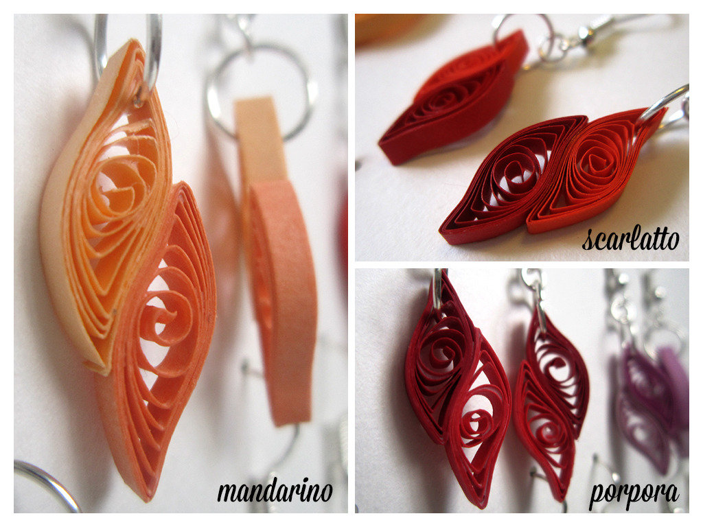 Quilling Orecchini di carta fatti a mano (mod. "fiamma") Gioiel