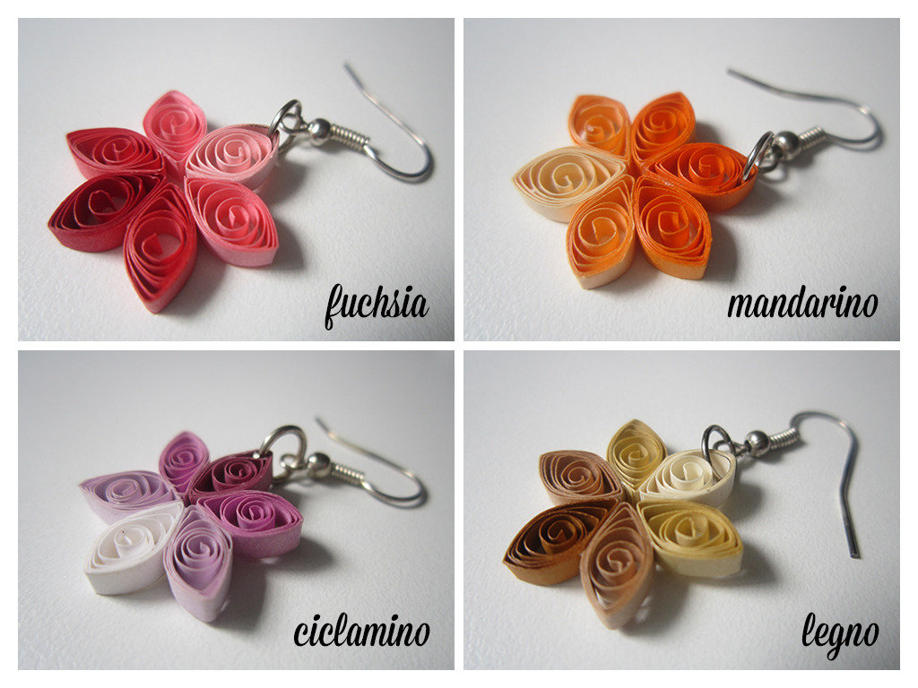 Quilling Orecchini di carta fatti a mano (mod. "stella" / "fiore