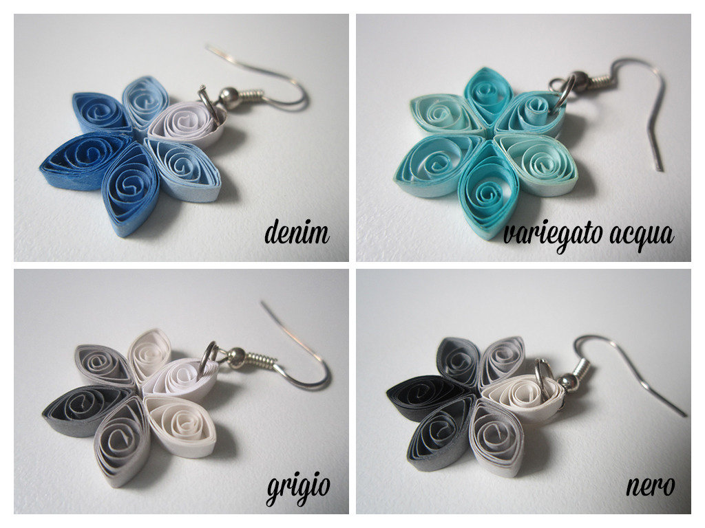 Quilling Orecchini di carta fatti a mano (mod. "stella" / "fiore