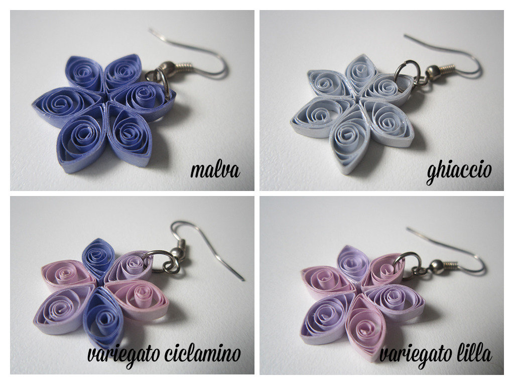 Quilling Orecchini di carta fatti a mano (mod. "stella" / "fiore