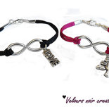 coppia bracciali simbolo infinito uomo love donna cupido nero fucsia 