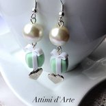 Orecchini Pendenti In Argento 925 E Madreperla - Cuoricini Piatti, Eleganti E Romantici - 2
