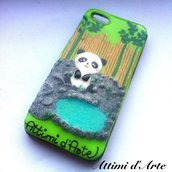 cover iphone 5 fantasia "panda e canne" total handmade