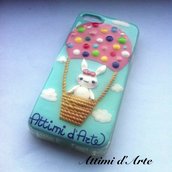 cover iphone 5 fantasia "coniglietto kawaii su mongolfiera" total handmade