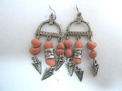 orecchini argento tibetano e terracotta, Tibetan silver earrings vintage style
