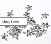 10 CHARMS STELLINE CON SCRITTA JUST FOR YOU TONO ARGENTO ANTICO SCONTATO