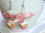 orecchini  pendenti cupcakes "romantic rose" handmade