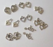 charms cuore argento tibetano lotto 16 pezzi