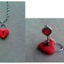 Collana con lucchetto a cuore e chiave pendente fimo