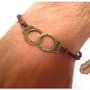 Bracciale MANETTE freedom braccialetto ciondolo marrone UOMO bronzo Artigianale