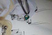 Collana  "Love"  cuore vetro Murano verde smeraldo