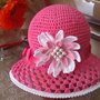 cappellino estivo di cotone rosa per bimba  3-7 anni