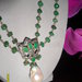 Collana in argento,radice di smeraldo, perla di fiume