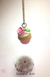 collana cupcakes "romantic" rosa handmade