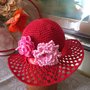 cappellino estivo  per bimba 4-7 anni con cotone rosso