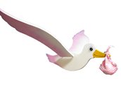Cicogna rosa da appendere, con un semplice gesto muove le ali