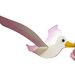 Cicogna rosa da appendere, con un semplice gesto muove le ali