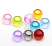 10 perle a foro largo in acrilico 10 mm foro 5,8 colori misti  scontato