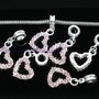 ciondoli cuori con strass rosa con ganci a foro largo