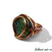 anello in rame tecnica wire con perla in ceramica colore turchese e verde 