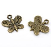 5 charms farfalle in bronzo 13 mm con scritta created for you  scontato