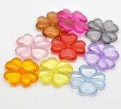 10 perle quadrifoglio in acrilico 26mmx26mm colori mix