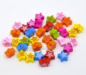 10 perle a forma di stella 15x15 colori misti a coppia 