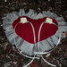 cuscino portafedi - cuore colore granata con tulle e rose