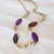 Collana  con  agate viola e catena in metallo color argento. idea regalo. .