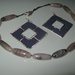art 169 collana in agata bianco marrone trasparente, perle drum, con orecchini e argento tibetano anallergico
