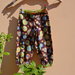 pantaloni  bambina colore marrone con fiori multicolore in cotone fatti  mano