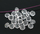 20  Perle in Mezzo Cristallo Vetro Sfaccettate Trasparente 4mm Dia. 