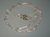 art 88 collana in perle di fiume naturali  e argento tibetano anallergico colore oro
