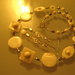 art 146 collana in agata bianca, perle round intarsiate, con orecchini ,argento tibetano anallergico