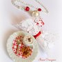 Collana lunga con piatto e tazza in ceramica - Italian Breakfast