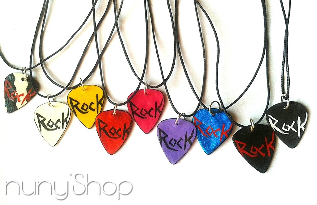 ONEFINITY Collana con plettro per chitarra, in argento