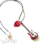 Collana Uomo A Forma Di Chitarra HMOOY: Pendente In Acciaio 316L, Catena 50cm (argento/oro/nero)