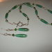 art 292 collana in agata verde trasparente, perle drum , con orecchini e bracciale,argento tibetano anallergico