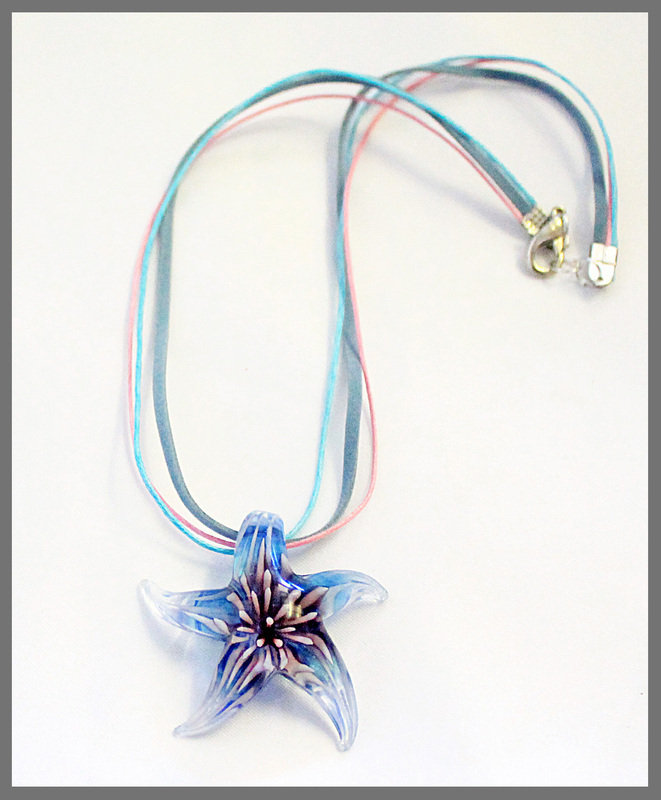 Collana, Ciondolo, Murrina, Vetro Di Murano A Forma Di Mela Con Coc Con Organza Fatta A Mano Bellissima