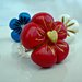 Romantico anello fiore  rosso  con  cuore oro in pasta di fimo  (polymer clay) handmade