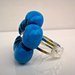  Brillante anello fiore blu azzurro con strass trasparente in fimo (polymer clay) fatto a mano