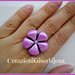  Brillante anello fiore rosa lillà con strass trasparente in fimo (polymer clay) fatto a mano