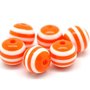 10 Perle  a Sfera in Resina a Righe arancio 10mm 