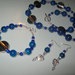  art 122 collana in agata blù trasparente,grandi perle round, con orecchini e bracciale,argento tibetano anallergico
